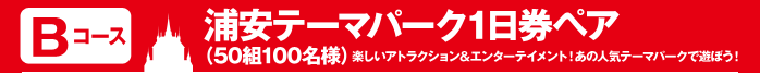 【Bコース】浦安テーマパーク1日券ペア（50組100名様） 楽しいアトラクション＆エンターテイメント！あの人気テーマパークで遊ぼう！